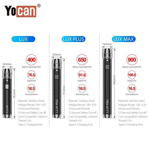 Yocan Lux Series VV Preheat 510 Thread Battery Yocan USA