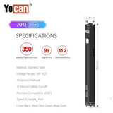 Yocan Ari (Slim) 510 Thread Twist Wax Cartridge Battery